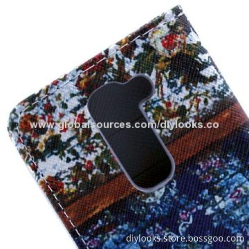 Flower Pattern Flip Leather Case with Holder